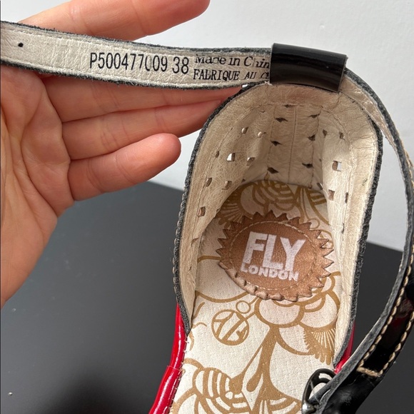 Fly London Ydel sandal open toe leather perforated platform wedge US7.5 EU38 - Picture 11 of 11